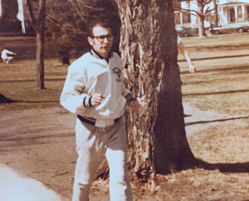 Dad running in Lexington, MA